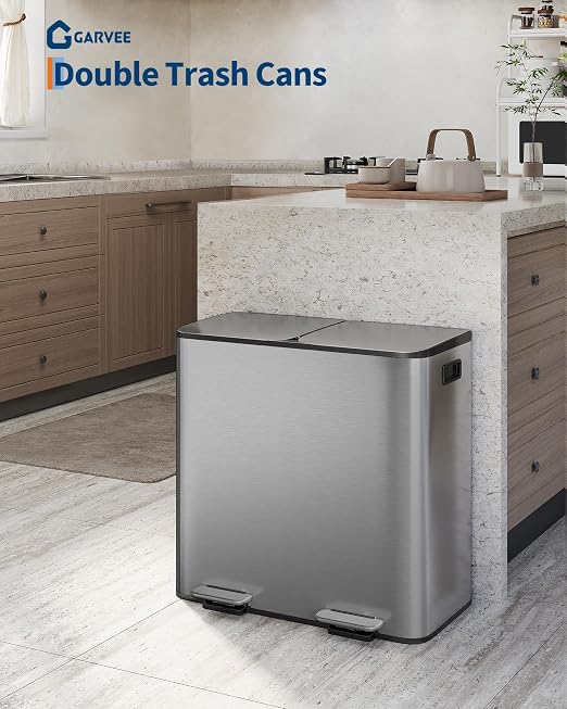 Garvee Double Trash Can, 2 x 10.6 gal Garbage Can - Image 4