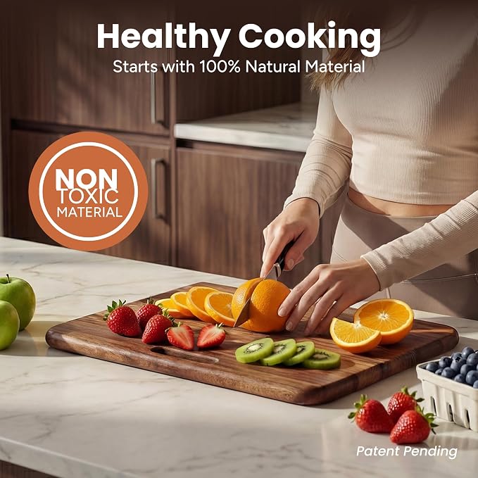 SMIRLY Wooden Cutting Boards for Kitchen, Double-Sided Cutting Board - Image 3