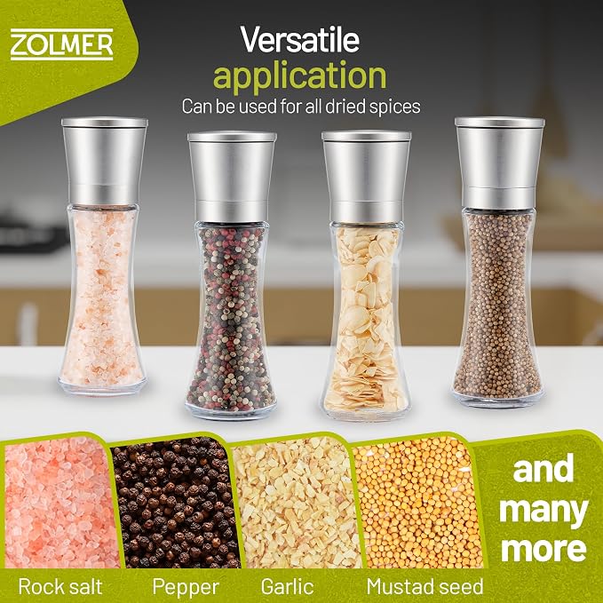 ZOLMER® Premium Stainless Steel Salt and Pepper Grinder Set manual | Adjustable - Image 4