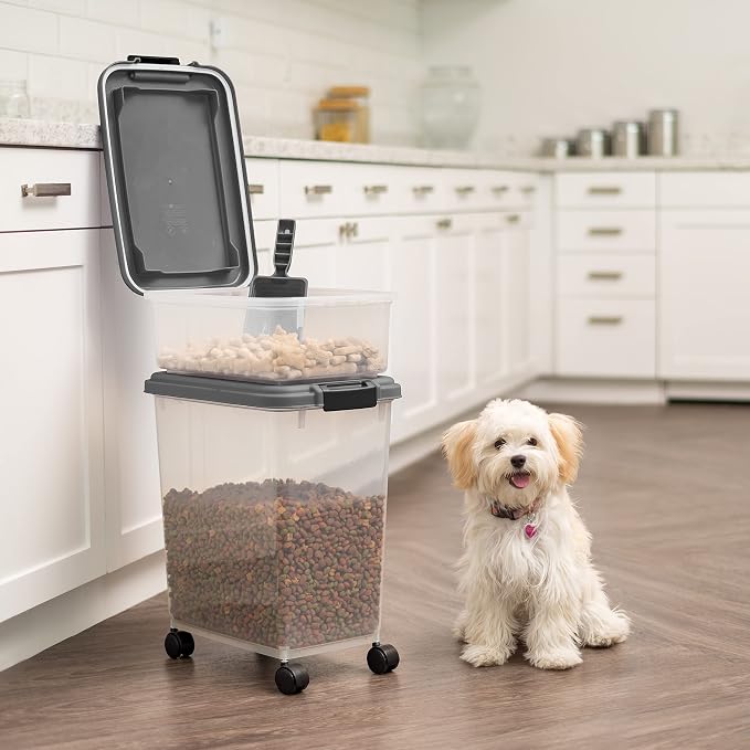 IRIS USA 30 lbs & 11 lbs Combo Airtight Dog Food Storage Container, Stackable - Image 4
