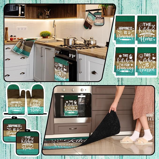 Fourluoo 10 Pcs Farmhouse Kitchen Decor and Accessories Set 4 Kitchen Towels 2 - Image 6