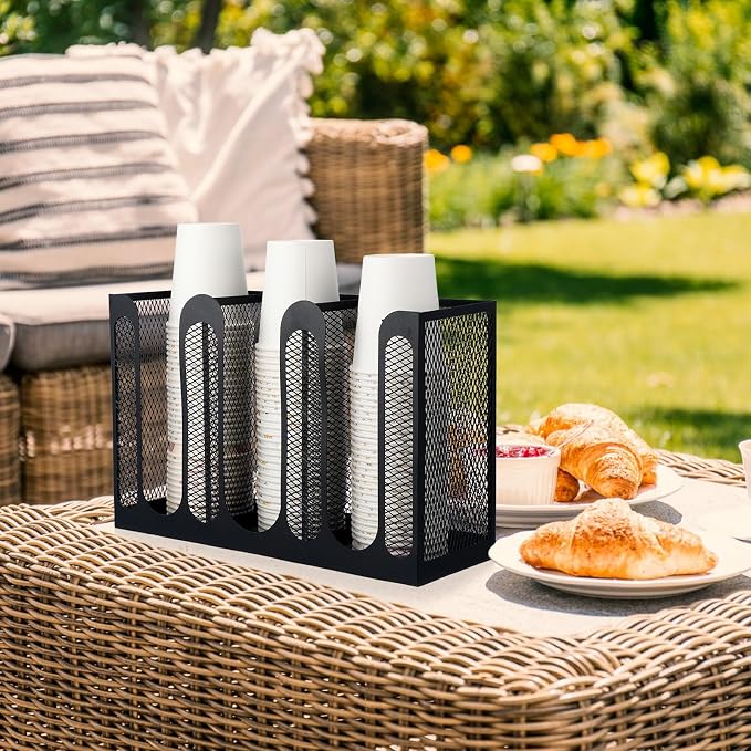 Maxcheck Metal Mesh Cup and Lid Holder Coffee Paper Cup Dispenser Lid Holder - Image 6