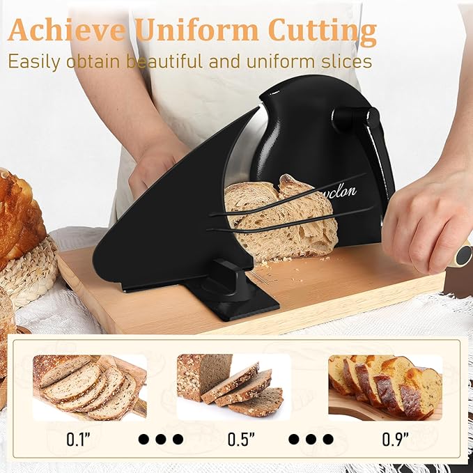 Brvclon Manual Bread Slicer Adjustable Thickness, Hand Crank Bread Slicer - Image 2