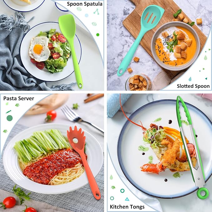 Silicone Kitchen Utensils Set, 16-Piece Silicone Cooking Utensils by Deedro - Image 3