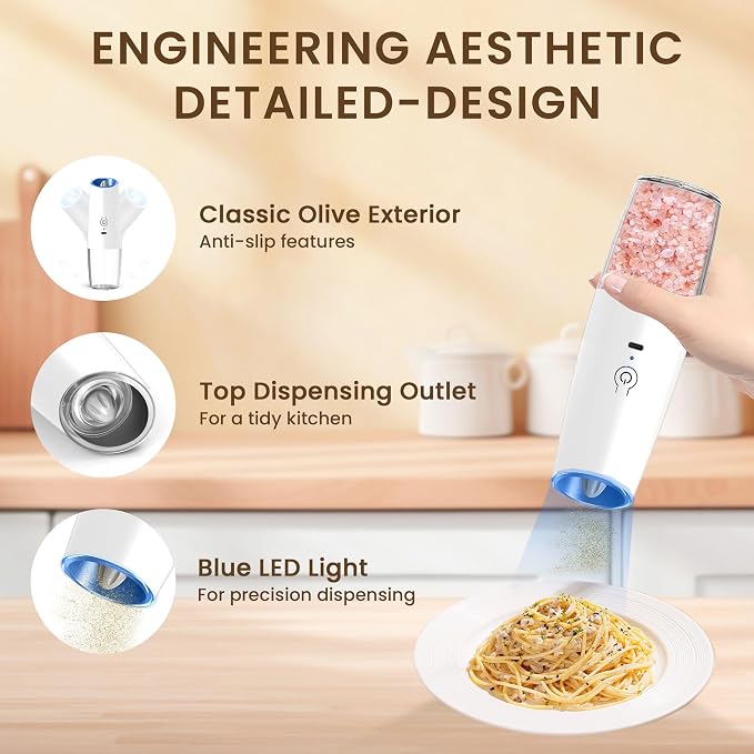 Rechargeable Electric Salt And Pepper Grinder Set, Automatic Gravity Electric - Image 4