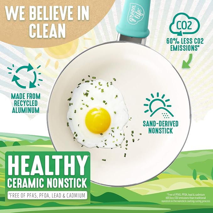 GreenLife Soft Grip Healthy Ceramic Nonstick 12 Piece Cookware Pots and Pans Set - Image 2