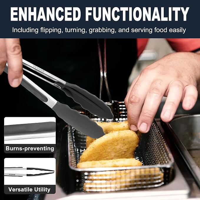 Anaeat 3 Pack 7" Mini Non-Stick Silicone Locking Tongs - Image 7