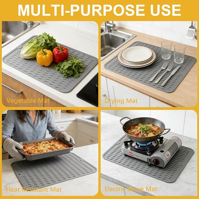 Silicone Dish Drying Mat for Kitchen Counter Eco-Friendly Fast Dry Dish Mat - Image 6