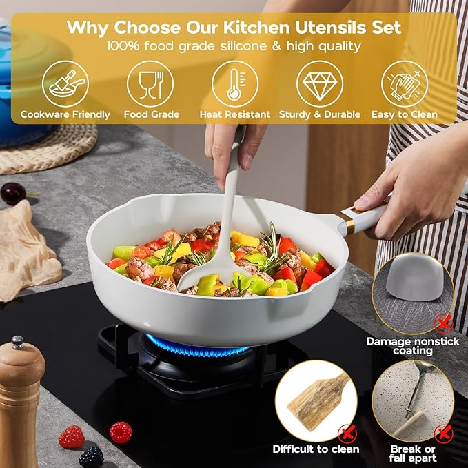 Onader Silicone Cooking Utensils Set, 6 Pieces Kitchen Utensils - Image 3