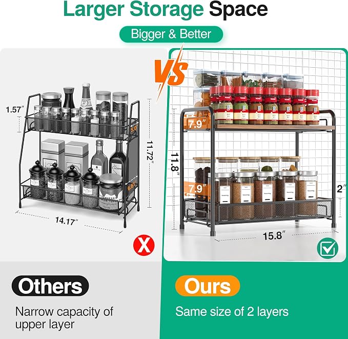 2 Pack Spice Rack Organizer for Countertop - Image 3
