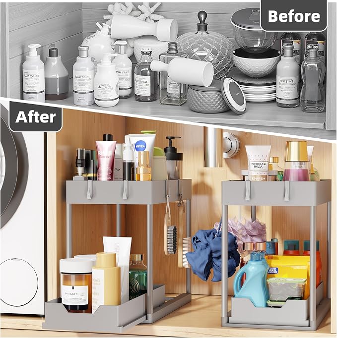 Simple Trending Under Sink Organizer 2 Pack, Sink Pull-Out Sliding Storage - Image 3