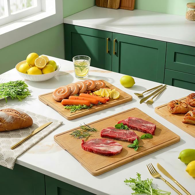 Zarler Bamboo Cutting Boards for Kitchen, 4 Piece Durable Wood Cutting Board - Image 7