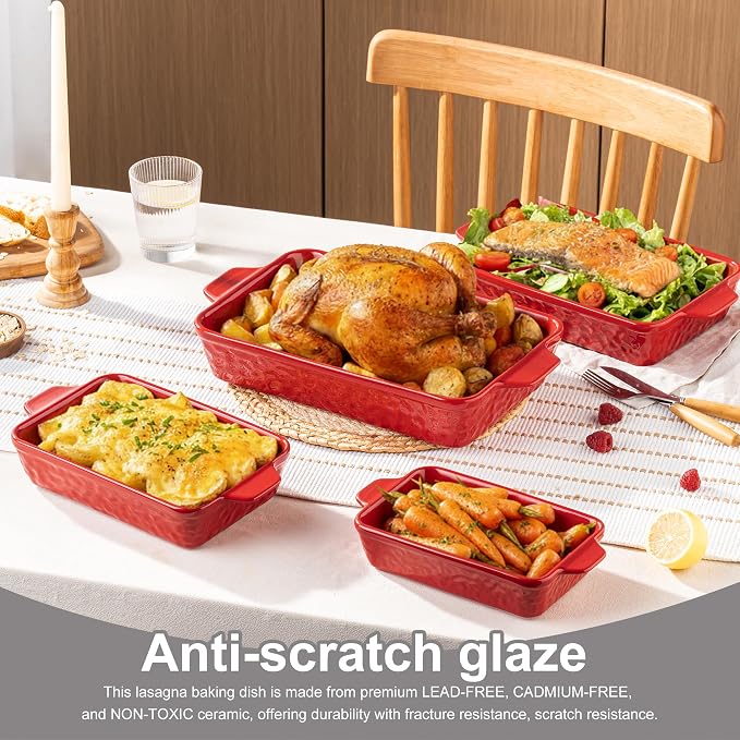 Dafuceramic Casserole Dishes for Oven, Baking Dishes, Ceramic Bakeware Sets of 4 - Image 4
