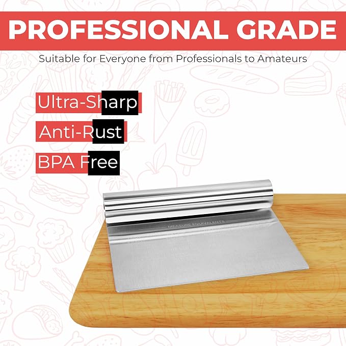 Bench Scraper for Baking, Food Scraper Stainless Steel Blade Dough Cutter - Image 6