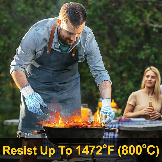 QUWIN BBQ Gloves, Oven Gloves 1472℉ Extreme Heat Resistant, Grilling Gloves - Image 2