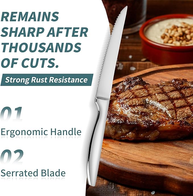 SuperCook Steak Knives Set of 12, Stainless Steel, High End, Dishwasher Safe - Image 2