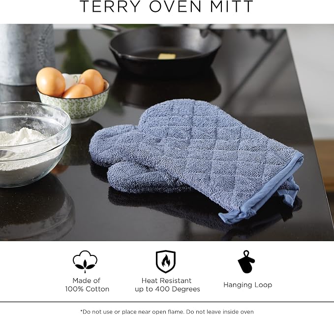 DII Basic Terry Collection 100% Cotton Quilted, Oven Mitt, Nautical Blue - Image 9