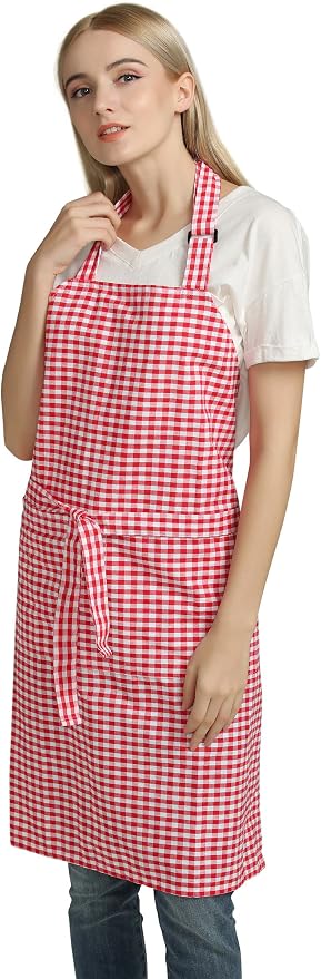 Vintage Gingham Kitchen Aprons Chef Bib Canvas Aprons Christmas Holiday Home - Image 5