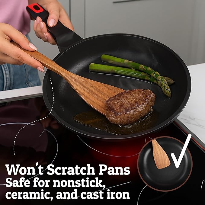 PriorityChef Teak Wood Spatula for Cooking - Image 2