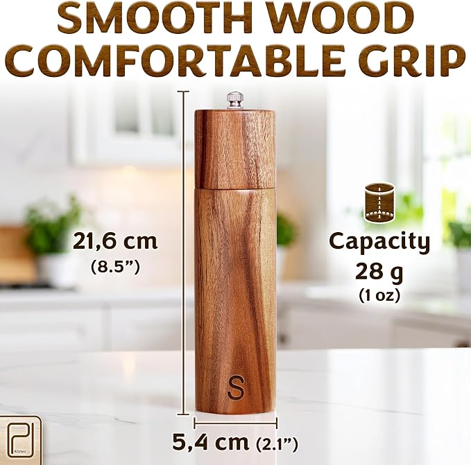 Premium Wooden Salt and Pepper Grinder Set - 28 g / 1 oz each - Image 5