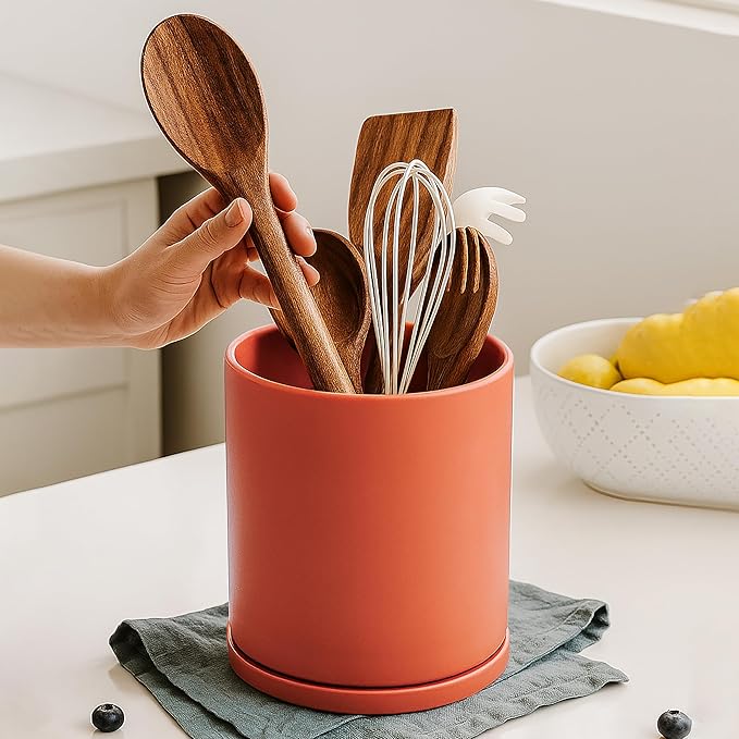 D'vine Dev 360° Rotating Utensil Holder – 7.2" Kitchen Utensil Crock - Image 3