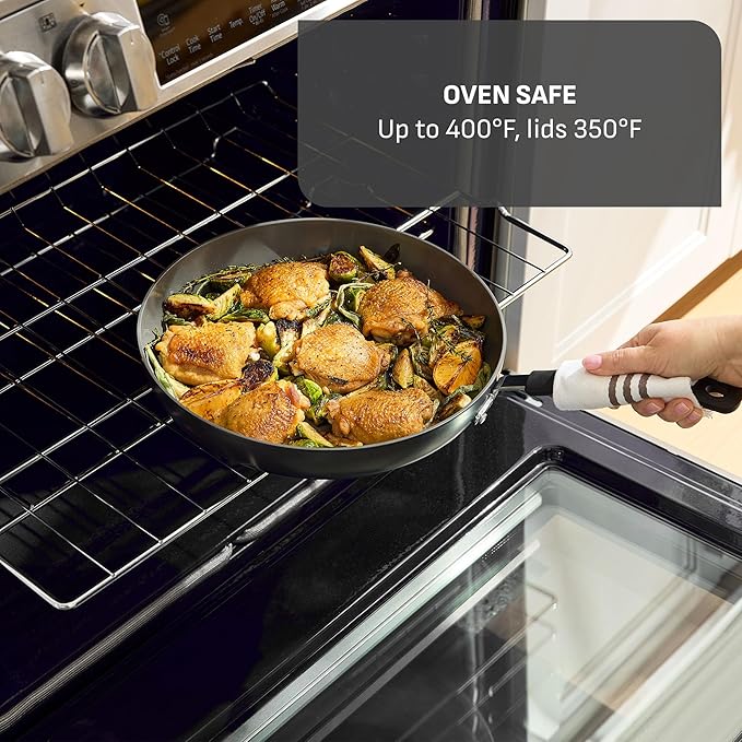 T-Fal Ultimate Hard Anodized Ceramic Nonstick 8 Piece Cookware Set, Oven Safe - Image 8