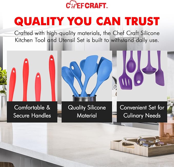Chef Craft - Premium Silicone Kitchen Tools and Utensils Set, Non-Scratch - Image 6