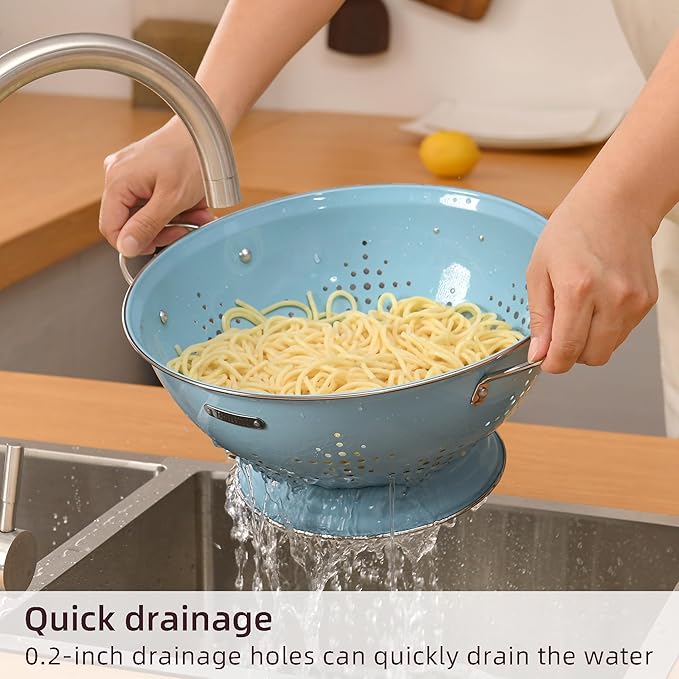 Metal Colander 2 Pack, Strainer Bowel - Image 3