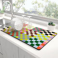 Rnivvi Dish Drying Mat for Kitchen Counter, 12 x 19" Cute Checkered Absorbent by Rnivvi