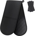 Philorn Black Double Oven Mitts，Heat Resistant 260℃ Waterproof Silicone Glove by Philorn