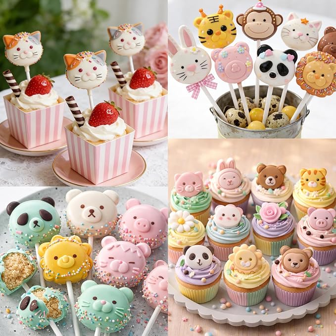 Juome Cake Pop Mold Kit, 2 Pack 16 Cavities Animal Shape Cakesicle Molds - Image 3