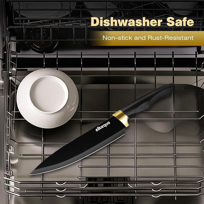 Knife Set With Block, Dishwasher Safe Kitchen Knife Set With Built-In Sharpener - Image 6