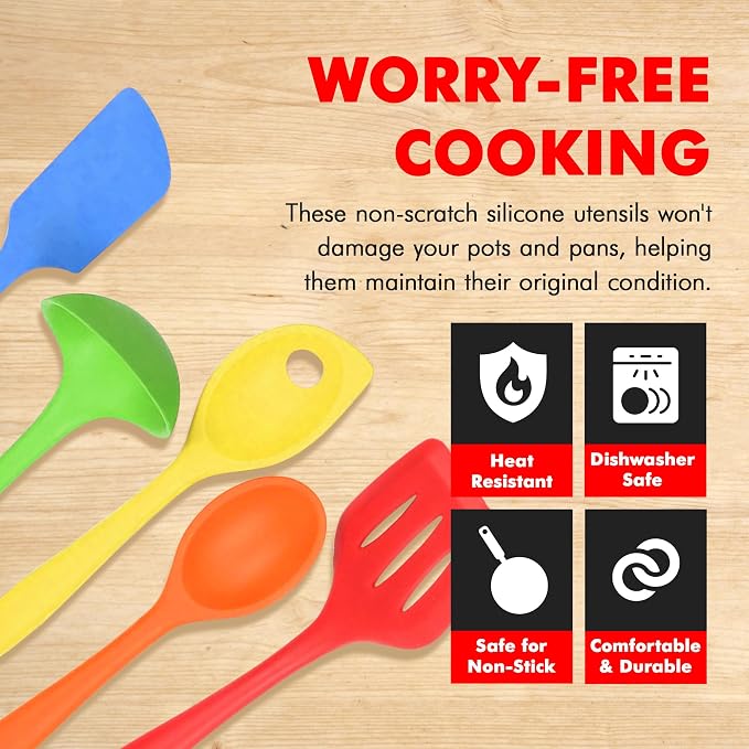 Chef Craft 5 Piece Multicolored Premium Silicone Kitchen Tool Set - Image 3