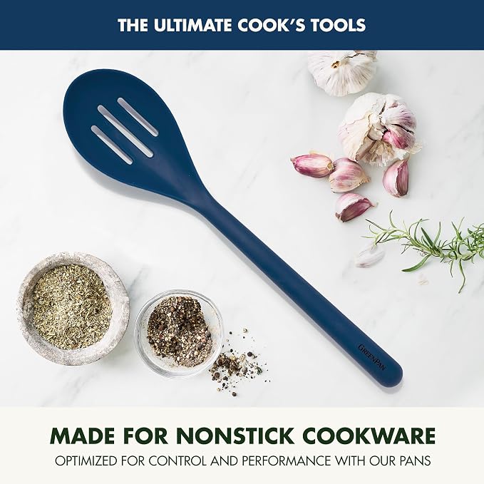 GreenPan Platinum Silicone Slotted Spoon, Oxford Blue - Image 2