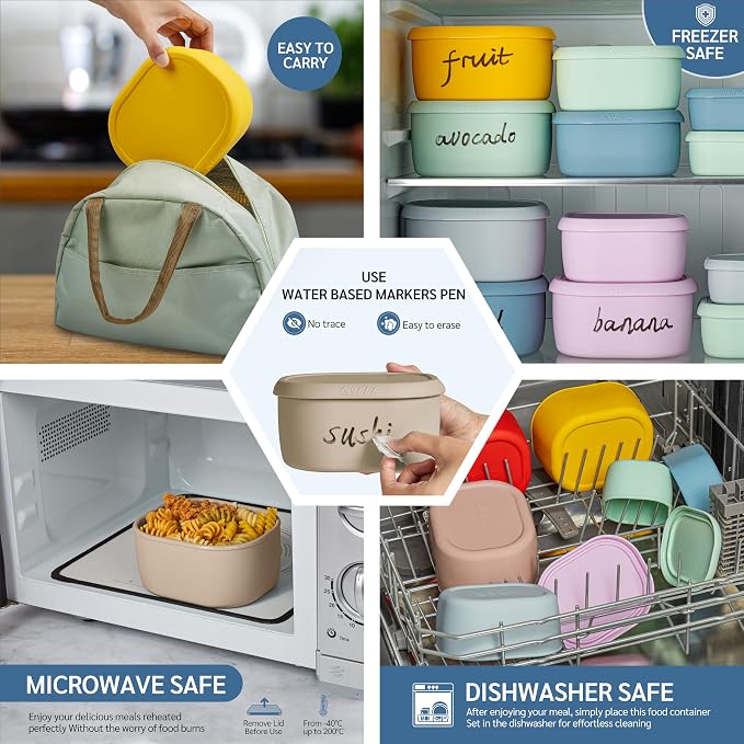 ISSEVE 12Pcs/Set Nesting Silicone Food Storage Containers - Image 6