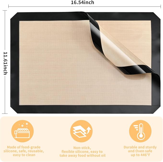 Luckyiren 2-Pack Silicone Baking Mats – Non-Stick Reusable Oven Liners - Image 2