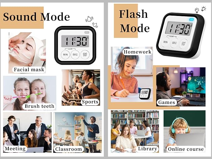 Timer, Kitchen Timers for Cooking Classroom Timer for Kids Teachers Magnetic - Image 2