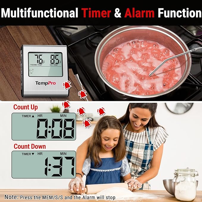 TempPro TP16 Large LCD Digital Cooking Food Meat Thermometer - Image 3