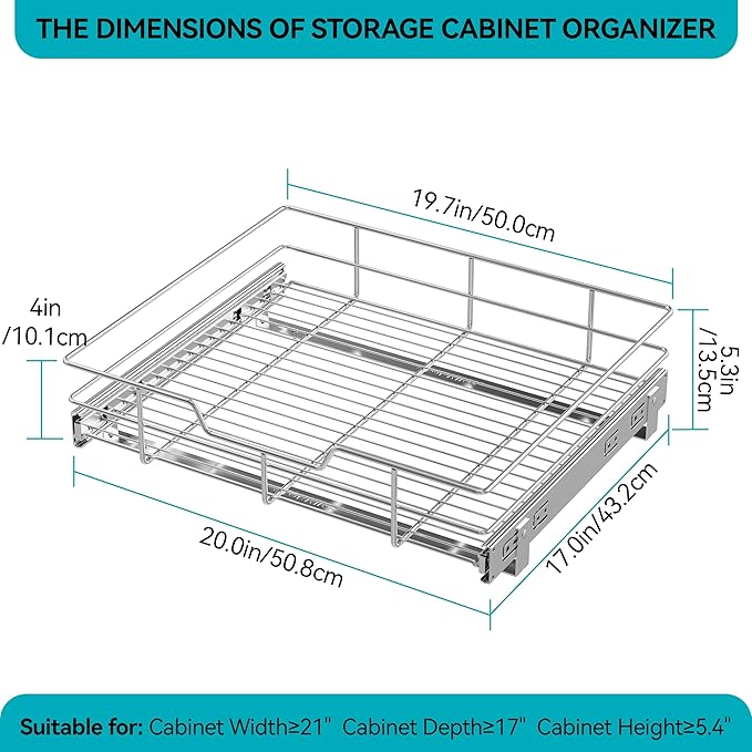 Pull Out Cabinet Organizer 20" W X 17" D, Slide Out Drawers - Image 2
