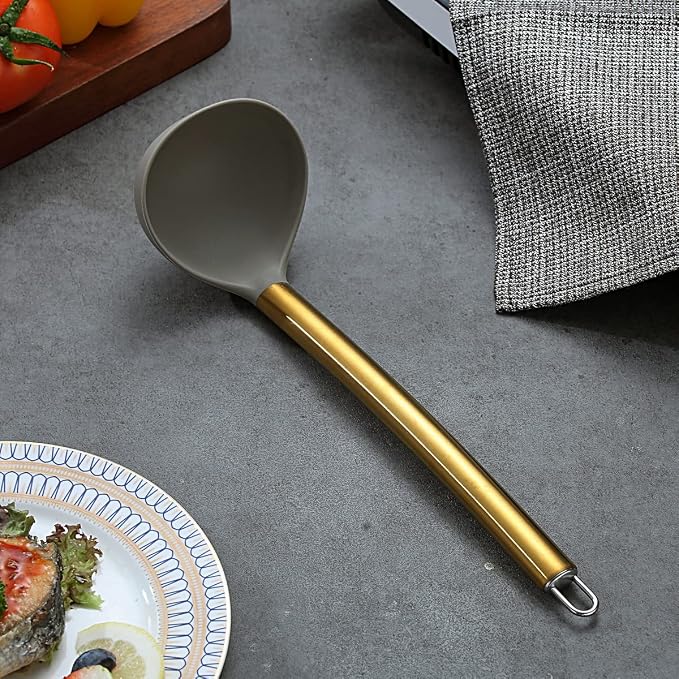 Gold Ladle, Berglander Non-stick Silicone Kitchen Ladle - Image 2