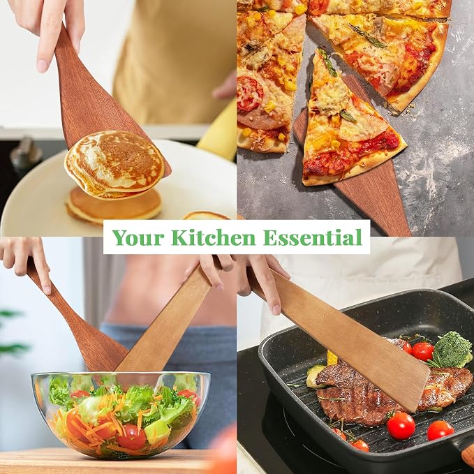 3Pcs Wooden Spatulas, 12inch Long Handle Flat Spatula Set - Image 6