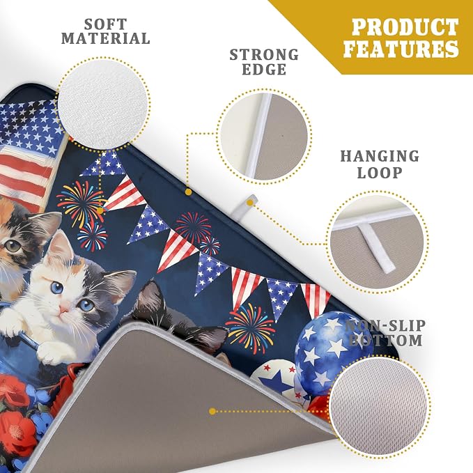 4th of July Drying Mat for Kitchen Counter 18 X 24 in Patriotic Printed Dish - Image 4