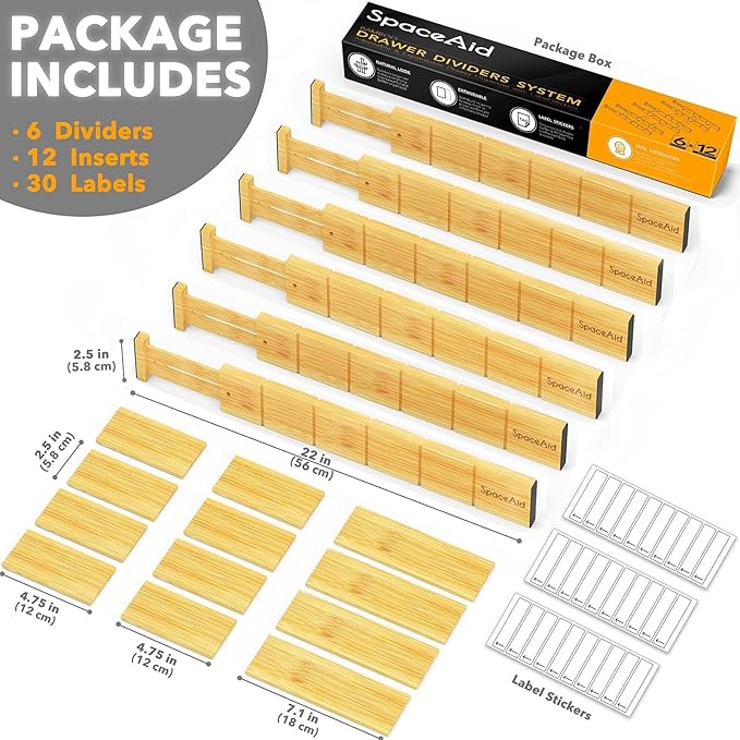 SpaceAid Bamboo Drawer Dividers - Image 3