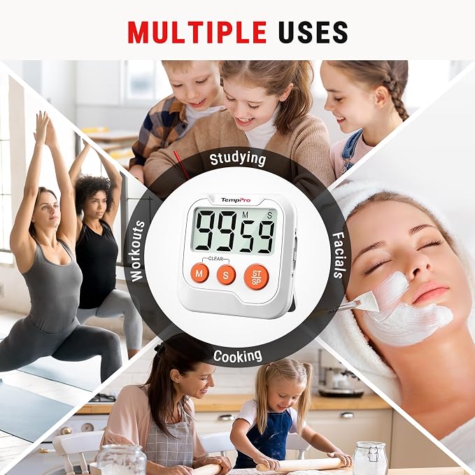 TempPro TM03 Digital Timer for Kids & Teachers, Kitchen Timers for Cooking - Image 7