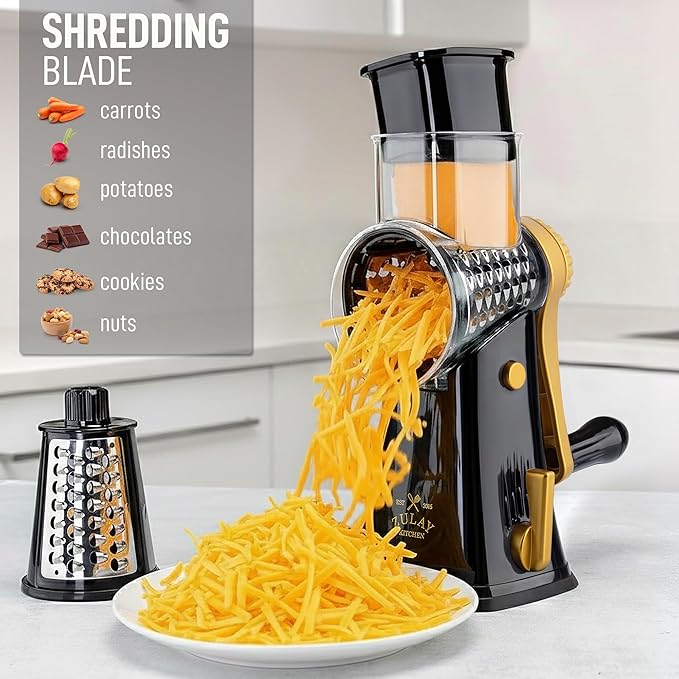 Zulay Kitchen Rotary Cheese Grater 5 Blade Cheese Shredder - Image 3