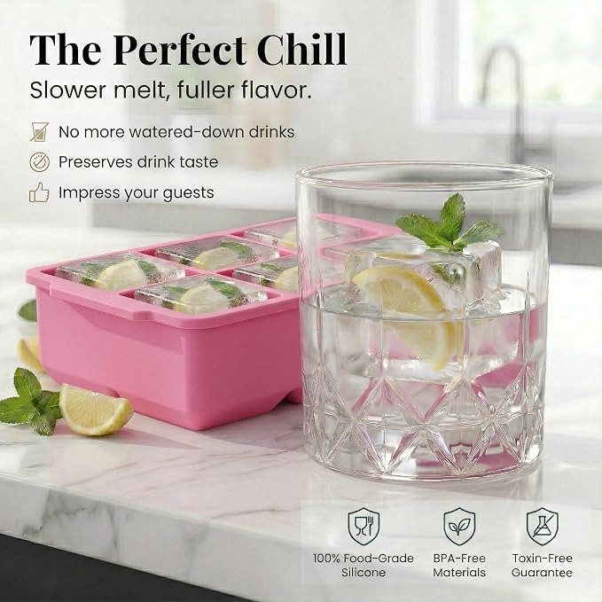 KitchFort Large Silicone Ice Cube Tray, Easy Release 2" Big Ice Cubes - Image 4