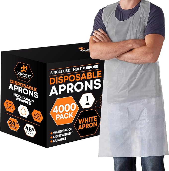 Xpose Safety 4000 White Plastic Disposable Aprons by XposeSafety