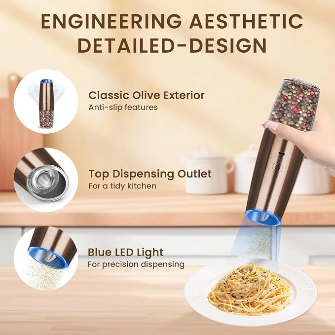 Rechargeable Electric Salt And Pepper Grinder Set, Automatic Gravity Electric - Image 4