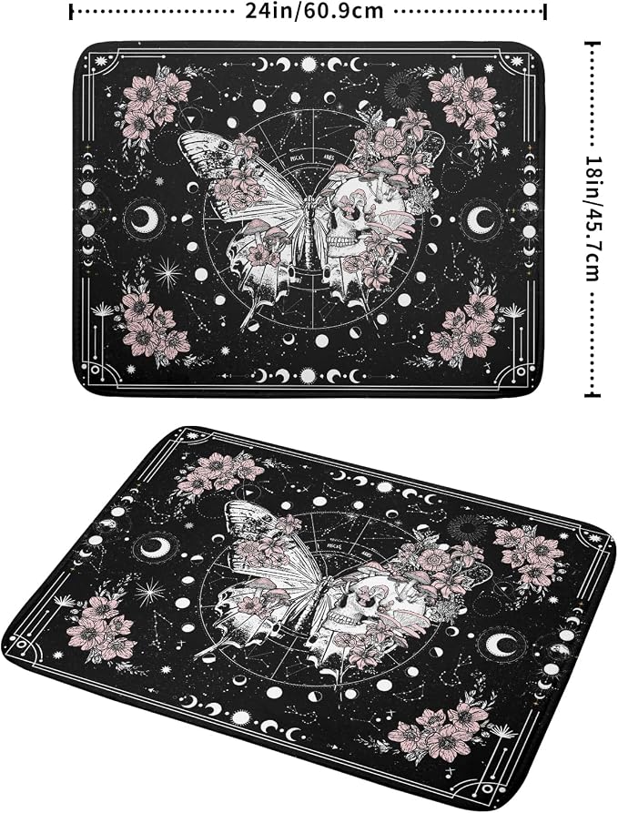 Skeleton Butterfly Dish Drying Mat Black Skull Absorbent Dish Drainer - Image 2