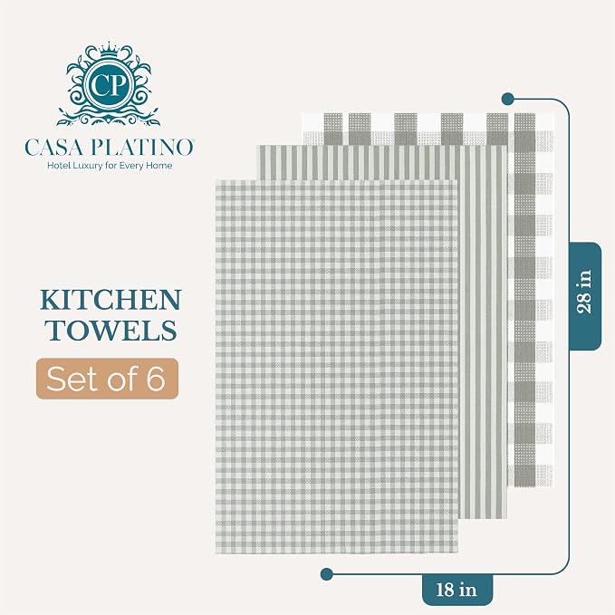 Casa Platino Hand Towels for Kitchen Set of 6 – 100% Cotton 18"x28" Kitchen - Image 2
